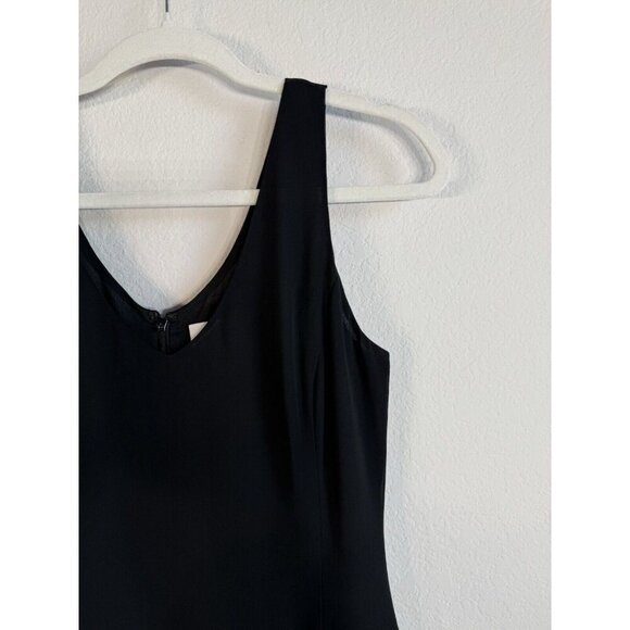 Ann Taylor LOFT Little Black Dress Size 2 Flower Applique Ruffled Tiered Hem - Picture 7 of 13